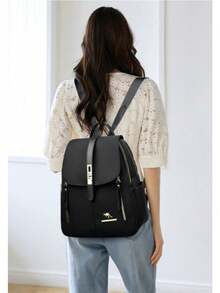 Women's Backpack, Vintage Social, Medium, Casual, Elegant, Fashion, Plain Fabric. - 黑色 - 查看 7