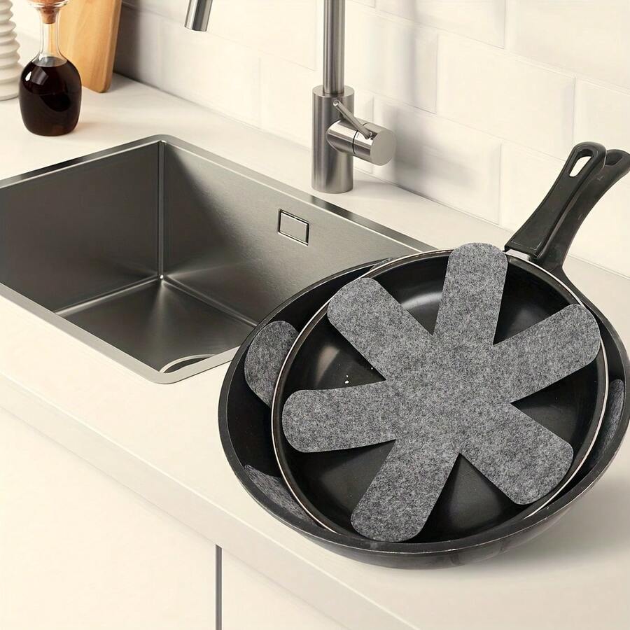 5pcs Stackable Pot Protector Pad Set, Anti-Scratch Pot Isolation Pad, Non-Slip Pot Separator Pad, Effectively Protect And Isolate Cookware