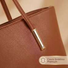 Classic Work Tote Bag Stylish Large Capacity PU Leather With Multiple Compartments - 卡其色 - 查看 8