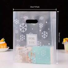 100pcs/50pcs/10pcs Snowflake Printed Party Gift Bags, Daisy Packaging Bags, Suitable For Cakes, Snacks, Gifts, Birthday Favors - Multicolor - View 3
