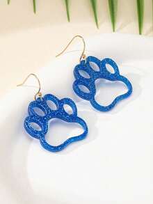 1 Pair New Cute Cat Paw Design Acrylic Novelty Earrings, Personalized Footprint Pattern, Suitable For Holiday And Daily Wear - 紅色 - 查看 2