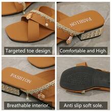 女士高跟凉鞋，交叉绑带高跟凉鞋，2026新款沙滩度假风拖鞋，休闲流苏装饰高跟凉鞋，贝壳珍珠装饰，白色高跟凉鞋，时尚优雅