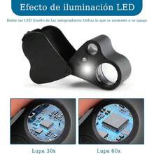 Lupa de Mano con Luz LED 30X 60X Aumentos Ideal para Joyas Piedras Preciosas Monedas y Sellos Lupa Plegable y Portátil Personas Mayores Lectura inspección Monedas,38258922 - Tipo de Enchufe A Japonés (100V) - Ver 6