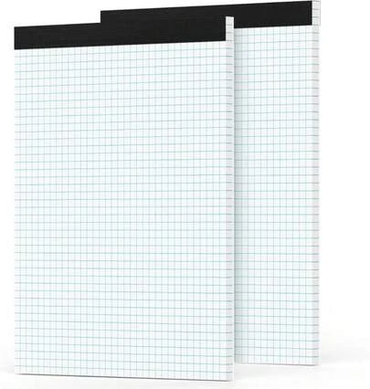 Zaviko Graph Paper Pad 85 X 11, 2 Pack, 4x4 Graph Ruled, Grid Paper Pad 8-1_2" X 11", Blueprint Quadrille Pad, Easy Tears Off, Grid Pad Notebook 85 X 11, White 70 GSM Graft Paper, 30 Sheets_Pad