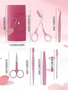 Valentine's Day Eyebrow Grooming Kit: Pink Eyebrow Tools Set With Leather Storage Case - Perfect Romantic Gift For Her