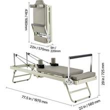 Reformador de Pilates plegable, Máquina de entrenamiento de Pilates para uso en el estudio de gimnasio en el hogar, Cama de Pilates con resistencia doble - muelle y cordón, Conjunto de reformador para usuarios avanzados y principiantes, Hasta 400 lbs - Gris - Ver 10