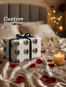 1pc Customized Photo Wrapping Paper, Personalized Valentine's Day Gift Wrapping Paper, Customized Name Valentine's Day Wrapping Paper, Exclusive Gift Wrapping Paper, Personalized Valentine's Day Wrapping Paper, Anniversary Personalized Gift Wrapping Paper, Valentine's Day Wrapping Paper, Valentine's Day - Multicolor - View 9