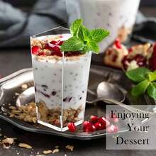 50/20/10pcs 3oz Mini Dessert Cups, Square Clear Small Party Dessert Cups, Suitable For Party, Birthday, Valentine's Day Gifts - Transparent - View 5