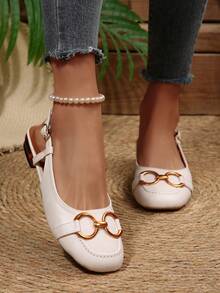 2025 New Classic Retro Roman Style Women's Hollow-Out Square Toe Soft Bottom Flat Sandals For Summer - Khaki - View 4