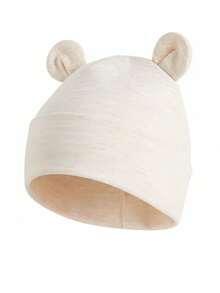 1pc Cute Bear Ear Baby Beanie Hat, Solid Color Double Layer Soft Infant Brimless Cap, Suitable For Spring, Summer, Autumn, 4-15 Months Newborn Baby Boys And Girls Head Protection - Multicolor - View 8