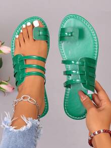Sandalias planas versátiles y casuales para la playa, verano - Verde - Ver 14