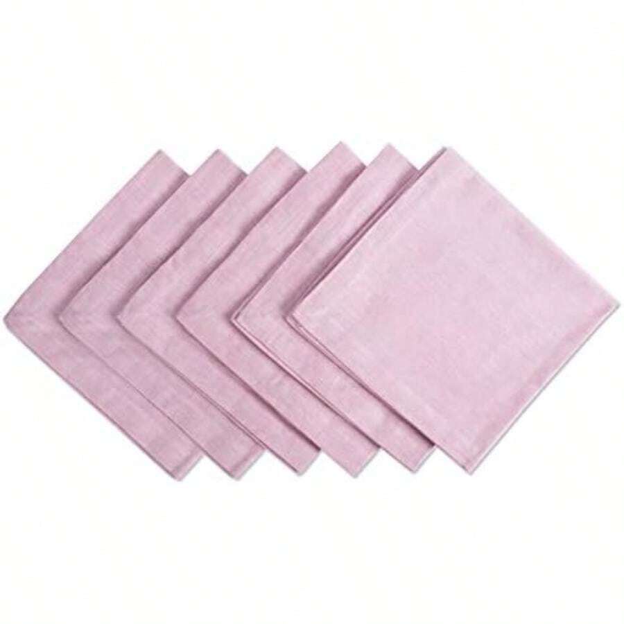 DII CAMZ36960 - Corredor de Mesa, 100% algodón, Servilleta, , Napkin, 1(Rosa 129 x 129 cm (Juego de 6)) - Multicolor - Ver 1