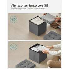 CYPNSONGMICS Puff Almacenaje de 30 cm de Largo Taburete Reposapiés Baúl de Almacenaje Gris Oscuro MLSF028G01Fashion - 219989093 - Ver 6