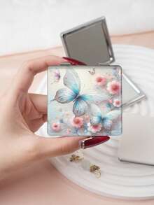 1pc Luxury Butterfly Series Compact Makeup Mirror, Foldable, Ultra-Thin, Portable, PU Leather, Suitable For Various Occasions: Travel, Gatherings, Work, School, Suitable For All Ages - Multicolor - View 10
