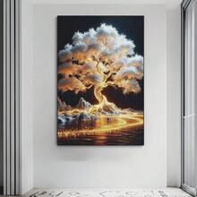 1pc 5D DIY Diamond Painting - "Fantasy Glowing Tree Style: A Tree Emitting Warm Golden Light All Over" - Large Size Frameless Mosaic Full Diamond Round Acrylic Diamond Art DIY Diamond Painting Kit, Suitable For Home And Office Desktop Decoration, Tabletop Decoration And Wall Decoration, Living Room, Bedroom, Study Room Ideal Home Decor Gift, Suitable For Adult Beginners And Craft Enthusiasts, Handmade Gift Ideas, Perfect Gift For Family Gatherings, Birthday Parties And Various Festivals - Multicolor - View 17