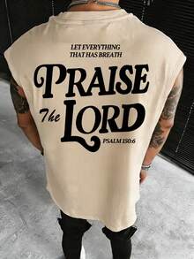 男士休闲百搭英文标语印花背心，夏季款