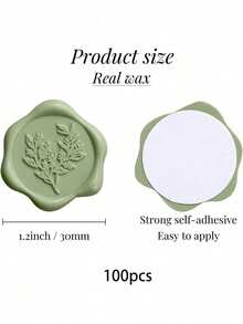 100pcs Self-Adhesive Eucalyptus Wax Seal Stickers - Light Green, Floral Pattern, Suitable For Wedding, Christmas, Valentine's Day, Mother's Day And Summer Invitations, Events | Natural Aesthetic | Embossed Texture
