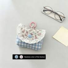 Sweet And Earphone Storage Bag Lace Earphone Suitable Wireless Earphone Protective Universal Lanyard Style - 粉色 - 查看 5