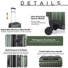 174-Piece Premium Luggage Set - PC+ABS Hard Shell, Cupholder, TSA Lock, Double Wheels (Large/Medium) - Onyx Black - View 2