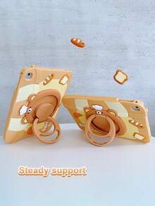 1 pezzo Custodia protettiva per tablet 9.7"/iPad 10th-2022/10.9" con casa da forno a forma di orso carino, rotazione a 360°, cover morbida in silicone per iPad Mini6 Mini7, Air 3, custodia protettiva con cartone animato di orso da forno - Multicolore - Visualizzare 4