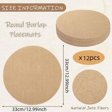 12/24/36 Blatt Pack Rote Runde Leinen Tischsets, 33 cm Durchmesser, Frühling/Sommer Jutetischsets, wiederverwendbar, Landhausstil Runde Tisch Mittelstücke, geeignet für Valentinstag, Hochzeiten, Geburtstagsfeiern, Babypartys, Einweihungsfeiern, Feiertage, Restaurant und Café Dekorationen. - Verschiedenfarbig - Übersicht 12