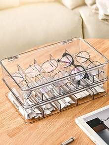 透明多功能PET桌面收纳盒，塑料分隔式化妆品及小物件整理盒 - 彩色 - 查看 3