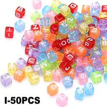 50pcs 6mm Transparent Acrylic Square Letter Beads, A To Z Alphabet Cube Beads For DIY Jewelry Making Bracelet Necklace Keychain - Transparent Square Letter Beads - View 8