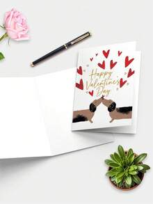1 Thiệp chúc mừng Ngày Valentine hình cặp đôi chó Dachshund dễ thương, thiệp tình yêu ngọt ngào với hình ảnh cún con hôn nhau, thích hợp cho các cặp đôi, người yêu và những người yêu chó. - Nhiều màu - Xem 4