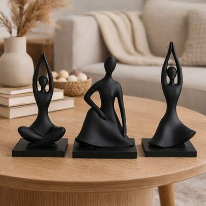 Kit 3 Esculturas Yoga Decorativas escultura abstratas modernas decoração sala quarto elegante