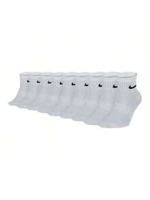 Nike Logo Solid Color Comfortable Training Gift Box Socks, Unisex, 3-Pack, White - White - View 5
