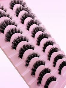 10 Pairs DD Curl Russian Strip Lashes Fluffy Cat Eye Lashes Volume False Eyelashes DD Curl Dramatic Messy Faux Mink Fake Lashes Make Up - russian strip lashes - View 4
