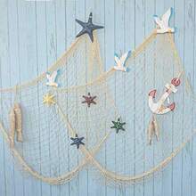 1pc Natural Color Fishing Net Decor, Suitable For Nautical, Pirate, Hawaiian, Underwater, Beach, Ocean And Mermaid Themed Parties, Natural Fishing Net Party Decoration, Home Decor, Room Decor, Wall Decor, Birthday & Graduation Gift - White - View 8