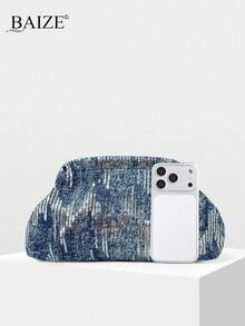 ENBEI BAIZE 2026 优雅牛仔亮片女士手拿包 - 大容量化妆包，Y2K 春季风格钱包，优雅女士手拿包，钱包，假日必备，耐用，女孩度假旅行钱包，女士钱包，时尚复古女士包，优雅女士钱包，完美搭配女士春季服装，母亲节礼物，情人节礼物，婚礼季服装配饰 - 彩色 - 查看 4