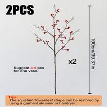 1PC/2PCS, 39.37-Inch Artificial Red Berry Branches, Holly Berry Branches Are Suitable For Autumn And Winter Decoration, Chinese New Year, Easter, St. Patrick's Day, Weddings, Parties And Home Table Center Decoration.