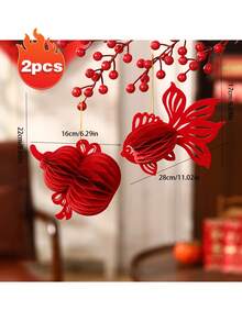 Conjunto de 2 lanternas em formato de favo de mel, representando o Ano do Coelho de 2026, para pendurar na porta. Decoração para o Ano Novo Chinês, incluindo lanternas, enfeites com nós chineses, enfeites vermelhos para pendurar, ideais para atrair boa sorte e boas energias para o Ano Novo. - Multicolorido - Ver 8