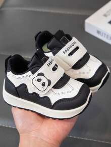 1 Pair 2026 New Cute Little Dragon Limited Edition Soft Bottom Anti-Slip Toddler Shoes With Hook And Loop, Simple And Portable - Black - View 3