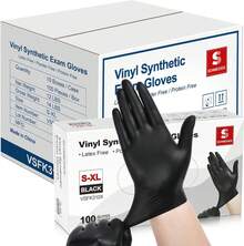 Schneider Vinyl Synthetic Exam Gloves, 4 Mil, Latex Free Disposable Gloves For Medical, Cooking, Cleaning, And Food Prep Christmas Decor, Holiday Decor,  Christmas Tree Ornaments,  Winter Holiday Decor, Christmas Gifts,New Year Gifts,New Year Decorations - 06 黑色(中 1000) - 查看 3