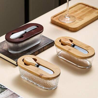 1个带刀黄油碟，适合桌面装饰、家居和厨房用餐