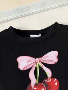 Toddler Girls' Cartoon Print Round Neck Short Sleeve Top And Bubble Skirt Set - Black - View 3