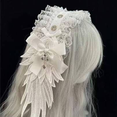 1pc Lolita Angel Wings Headband, Gothic Dark Angel Headdress Hair Accessory, Subculture Punk Hairband
