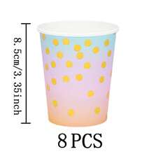 7/9 英寸复古渐变金色波点一次性餐盘套装，派对餐盘，一次性纸盘，纸杯，餐巾纸，适用于婚礼、订婚、生日、婚宴餐具 - 彩色 - 查看 8