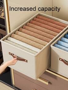 1 Peça Caixa de Armazenamento de Roupas Dobrável Estilo Gaveta em Tecido Oxford Cinza, Sem Divisória, Adequada para Organizar Roupas, Denim e Suéteres no Guarda-Roupa, Caixa de Armazenamento para Quarto, Organização Doméstica - Cinza - Visão 4