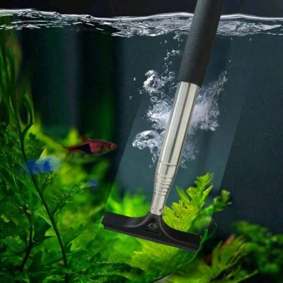 2-In-1 Retractable Metal & ABS Aquarium, Bathtub, Algae Scraper & Windshield Rain Remover Tool, Extends Up To 98cm (38.58 Inches), Multipurpose Surface Cleaner For Fish Tank, Windows, Outdoor/Indoor Use - Multicolor - View 1
