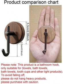 4/3/2/1PC Walnut Door Hook Bathroom Towel Rack Coat Hook (With Adhesive Backing, No Punching Required) Single Wall Hook Hanging Clothes Nordic Bathroom Coat Hook, No Punching Required, Solid Wood (Please Note: Only Suitable Bathroom Daily Necessities, Do Not Hang Heavy Items, Otherwise It Will Fall Off) - Nhiều màu - Xem 3