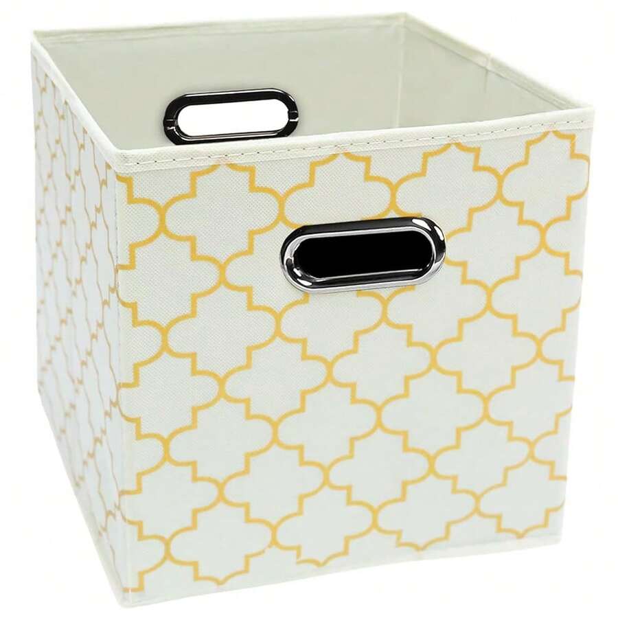 Black Foldable Storage Cubes Bins , Fabric Storage Box Cubes Organizer Baskets With Dual Handles For Home Organizer Creamy-White Gold - 奶油白金 - 查看 1
