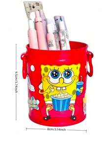 SPONGEBOB Retro American Style Luxury Pen Holder, High-End Office Desk Organizer, Large Capacity Art Student Stationery Storage Box - Multicolor - View 4
