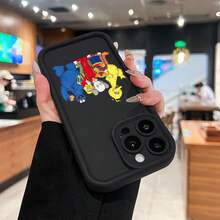 Amigos de Barrio Sésamo y personajes geniales de . Esta elegante funda es compatible con los modelos  17, 16, 15, 14 Pro Max, 13, 12, 11, XR y XS Plus. Fabricada en silicona TPU, ofrece protección contra golpes y caídas, además de una sensación superior. Es un regalo ideal para familiares, amigos y seres queridos, y una opción perfecta para Año Nuevo. - Negro - Ver 2