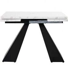 Table multifonction extensible télescopique 99-159*74 cm – Pour cuisine, salle à manger, bureau à domicile et salon – Grand plan de travail, design flexible – Plateau blanc, pieds en colonne - Blanc + MDF + Métal-1 - Voir 5