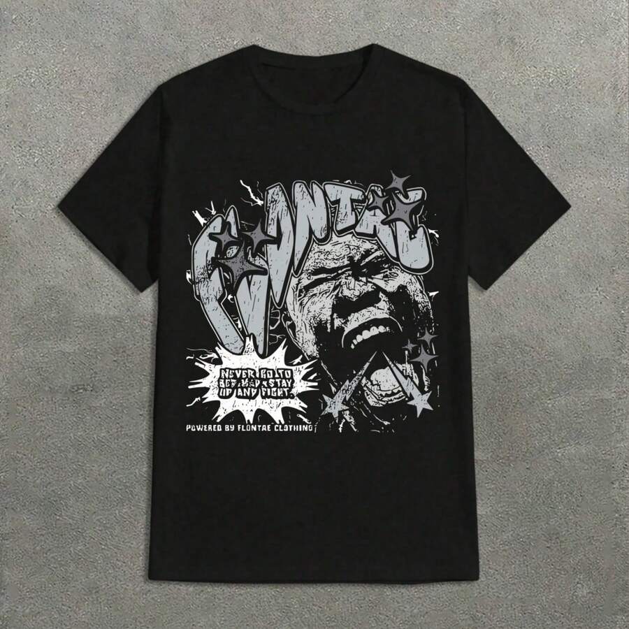 Monochrome Clothing Graphic T-ShirtComfortable And Casual Printed Pattern T-Shirt Made Of 100 Pure Cotton - màu đen - Xem 1