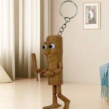 1pc Wooden Peg Doll Collectible Art Decor, Plastic Crafted Design, Suitable For Halloween, April Fools, Valentine's Day And Birthday Party Surprise Gift, Wooden Barrel Person Figurine Statue - Multicolor - View 4